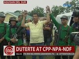 24 Oras: Duterte, nagbiro at itinaas ang kamay ng dalawang taga-NPA