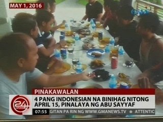24 Oras: 4 pang Indonesian na binihag nitong April 15, pinalaya ng Abu Sayyaf
