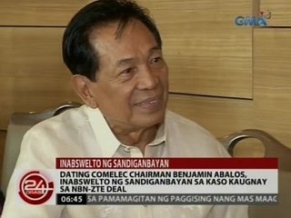Dating Comelec Chairman Benjamin Abalos, inabswelto ng Sandiganbayan sa kaso kaugnay sa NBN-ZTE Deal