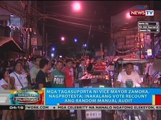 Mga tagasuporta ni Vice Mayor Zamora, nagprotesta; inakalang vote recount ang random manual audit