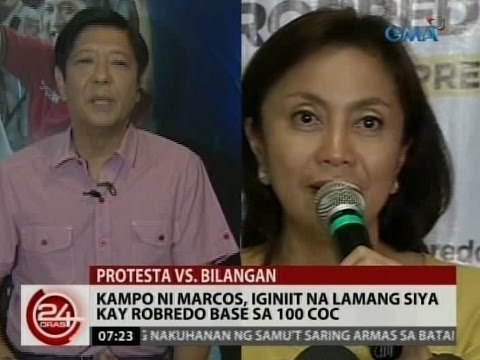 24 Oras: Kampo ni Marcos, iginiit na lamang siya kay Robredo base sa 100 COC