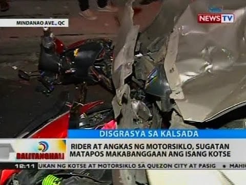 BT: Rider at angkas ng motorsiklo, sugatan matapos makabanggaan ang isang kotse