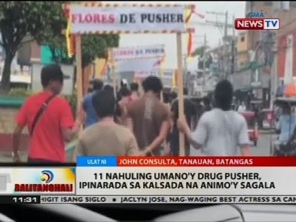 BT: 11 nahuling umano'y drug pusher, ipinarada sa kalsada na animo'y sagala