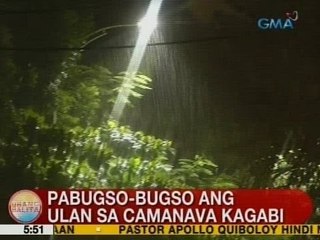 UB: Pabugso-bugso ang ulan sa CAMANAVA kagabi