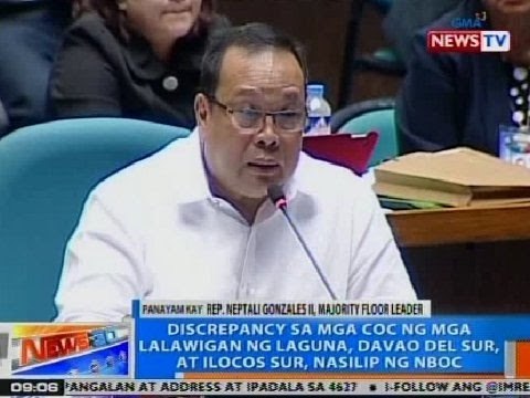 Discrepancy sa mga COC ng mga lalawigan ng Laguna, Davao Del Sur, at Ilocos Sur, nasilip ng NBOC