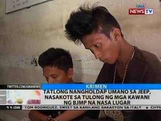 Tatlong nangholdap umano sa jeep, nasakote sa tulong ng mga kawani ng BJMP na nasa lugar