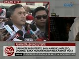 24 Oras: Gabinete ni Duterte, 80% nang kumpleto; Digong; baka humawak din ng cabinet post