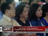QRT: VP-elect Leni Robredo, nagdaos ng thanksgiving mass