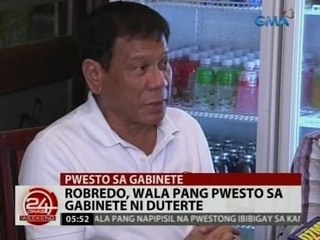 24 Oras: Robredo, wala pang pwesto sa gabinete ni Duterte