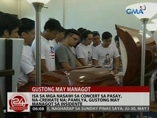 24 Oras: Isa sa mga nasawi sa concert sa Pasay, na-cremate na