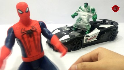 Police Car Hulk vs Batman Chase Stop Spiderman Superhero in Real Life Nursery Rhymes #VVD Kids 97