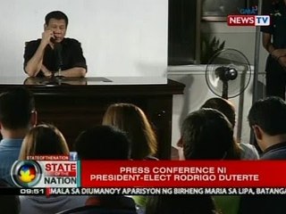 SONA: Press conference ni President-Elect Rodrigo Duterte (Part 2)