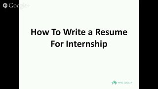 How To Write a Resume For Internship