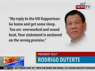 NTG: Bwelta ni Duterte sa ilang Rapporteur ng UN