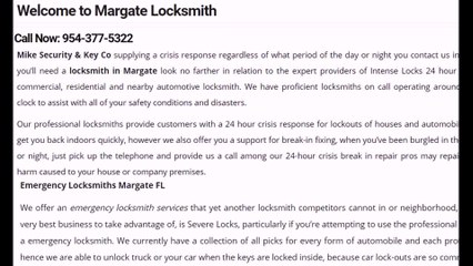 Residental Locksmith Margate |  Call Now  954-377-5322