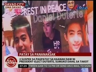 24 Oras: 2 suspek sa pagpatay sa kaanak daw ni President-elect Duterte, sumuko dahil sa takot