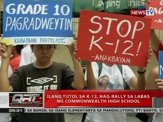 QRT: Ilang tutol sa K-12, nag-rally sa labas ng Commonwealth High School