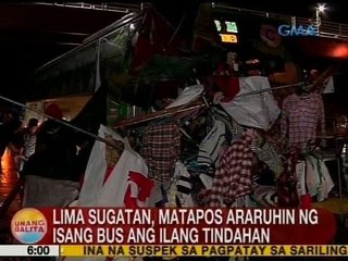 UB: 5 sugatan, matapos araruhin ng isang bus ang ilang tindahan sa QC