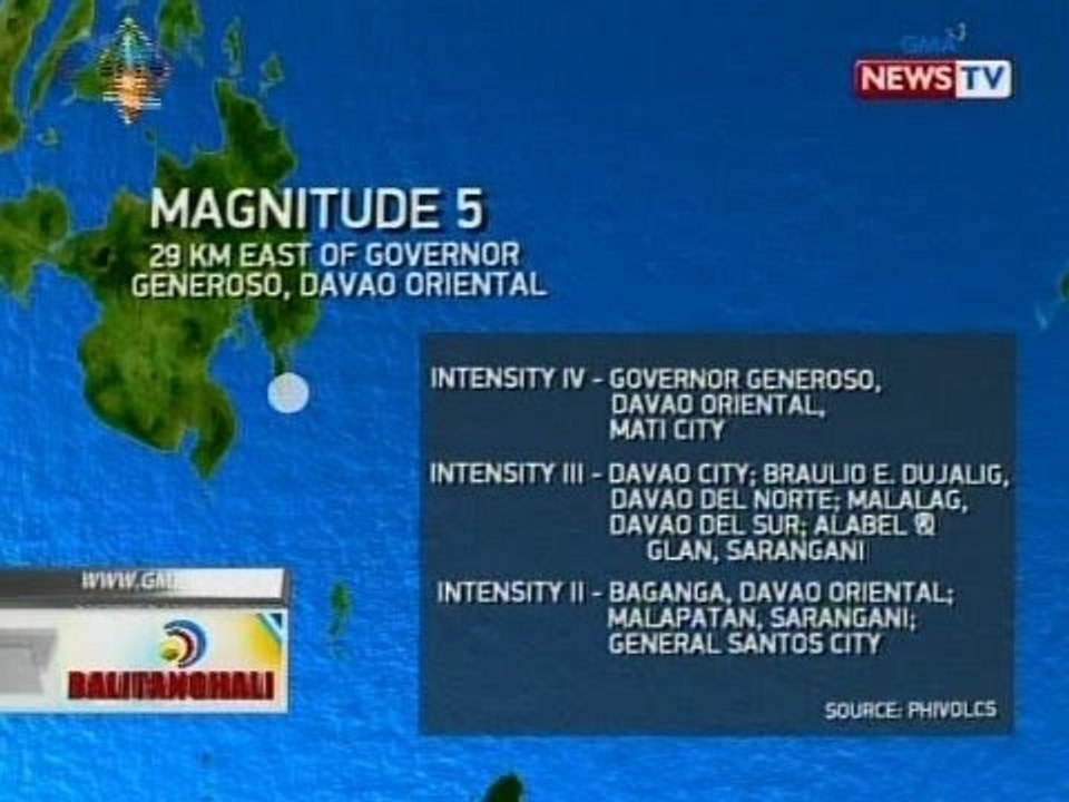 BT: Davao Oriental, niyanig ng magnitude 5 na lindol