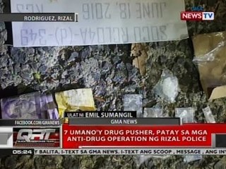 QRT: 7 umano'y drug pusher, patay sa mga anti-drug operation ng Rizal police