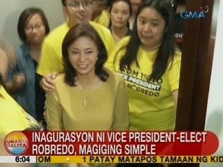 UB: Inagurasyon ni VP-Elect Leni Robredo, magiging simple