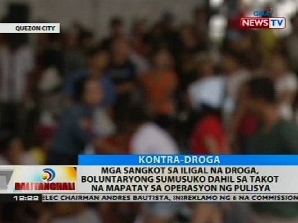 BT: Mga sangkot sa iligal na droga, boluntaryong sumusuko