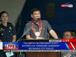 Talumpati ni President-elect Duterte sa turnover ceremony ng Davao City Police