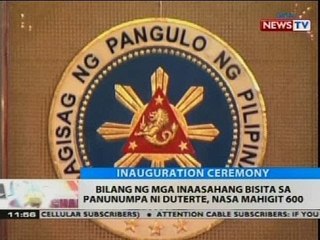 BT: Bilang ng mga inaasahang bisita sa panunumpa ni Duterte, nasa mahigit 600