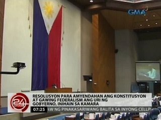 Resolusyon para amyendahan ang konstitusyon at gawing federalism ang gobyerno, inihain sa kamara