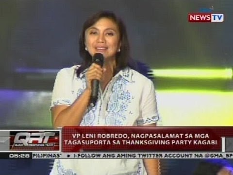 VP Leni Robredo, nagpasalamat sa mga tagasuporta sa thanksgiving party kagabi