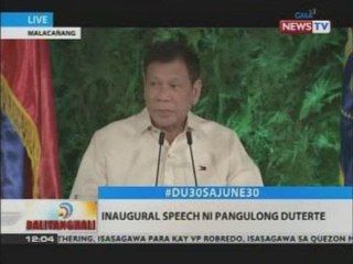 BT: Inaugural speech ni Pangulong Duterte
