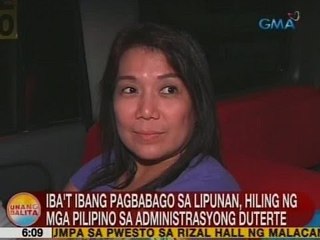 UB: Iba't ibang pagbabago sa lipunan, hiling ng mga Pinoy sa Duterte Admin