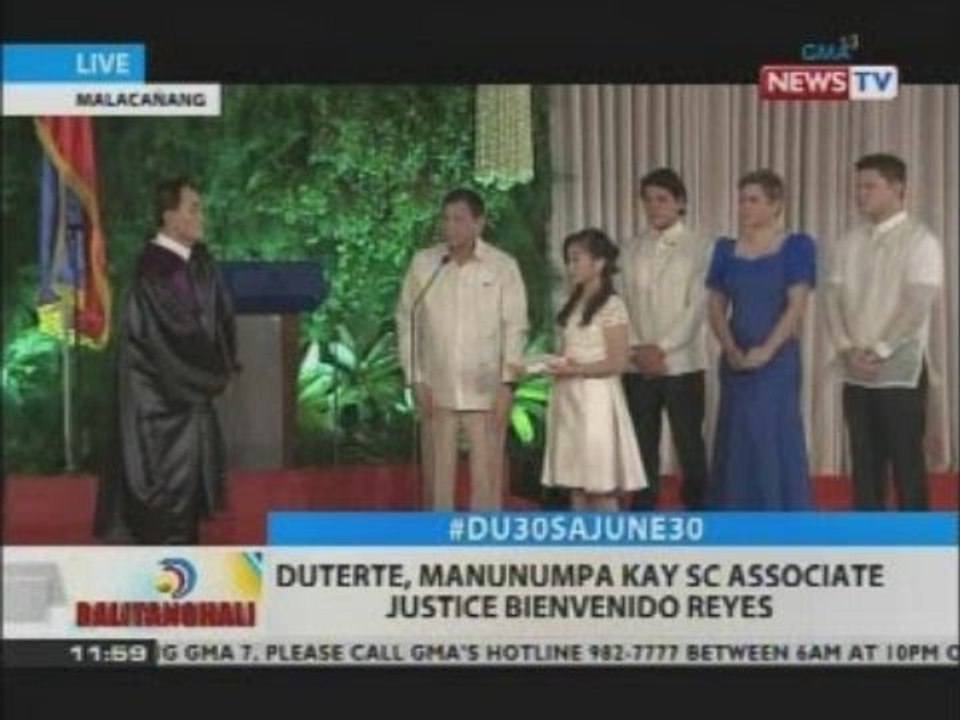BT: Duterte, manunumpa kay SC Associate Justice...