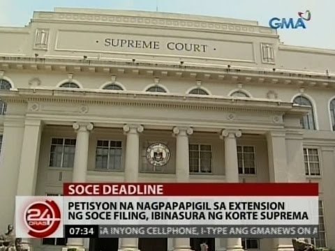 24 Oras: Petisyon na nagpapapigil sa extension ng SOCE filing, ibinasura ng Korte Suprema