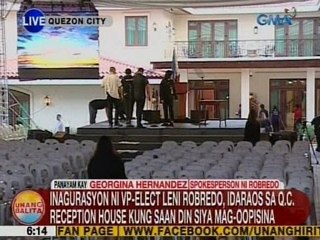 UB: Inagurasyon ni VP-elect Robredo, idaraos sa QC Reception House kung saan din siya mag-oopisina