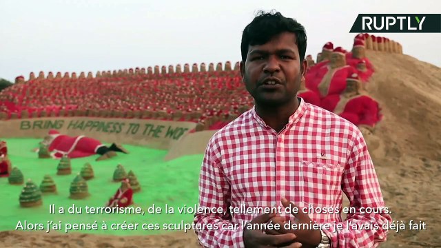 1 000 Pères Noël en sable pour “apporter du bonheur au monde”
