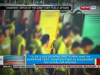13 sa 2500 sundalong sumalang sa surprise test, nagpositibo sa paggamit ng iligal na droga