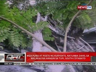 Mga puno at poste ng kuryente, natumba dahil sa malakas na hangin sa Tupi, South Cotabato