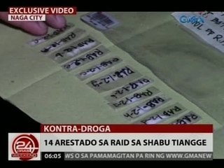 24 Oras: 14 arestado sa raid sa shabu tiangge sa Naga City