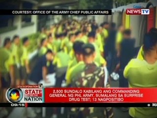 SONA: 2,500 sundalo kabilang ang commanding general ng Phl Army, sumalang sa surprise drug test