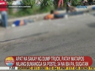 UB: 4 na sakay ng dump truck, patay matapos nilang bumangga sa poste sa Bacolod City