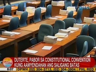 UB: Duterte, pabor sa Con-Con kung aamyendahan ang Saligang Batas