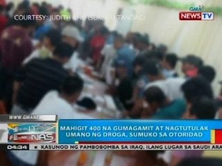 Mahigit 400 na gumagamit at nagtutulak umano ng droga, sumuko sa otoridad