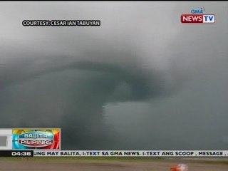 BP: Tila dambuhalang ipo-ipo, nabuo sa dagat malapit sa Tacloban City Airport