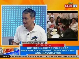 NTG: Duterte, nakipagpulong sa mga maka-kaliwang grupo matapos ang inagurasyon