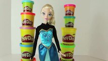 Play Doh Elsa Disney Frozen Barbie Play Dough Dress Makeover Rainbow Elsa Dress DisneyCarToys