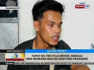 BT: Tapat na tricycle driver, isinauli ang naiwang bag ng kanyang pasahero
