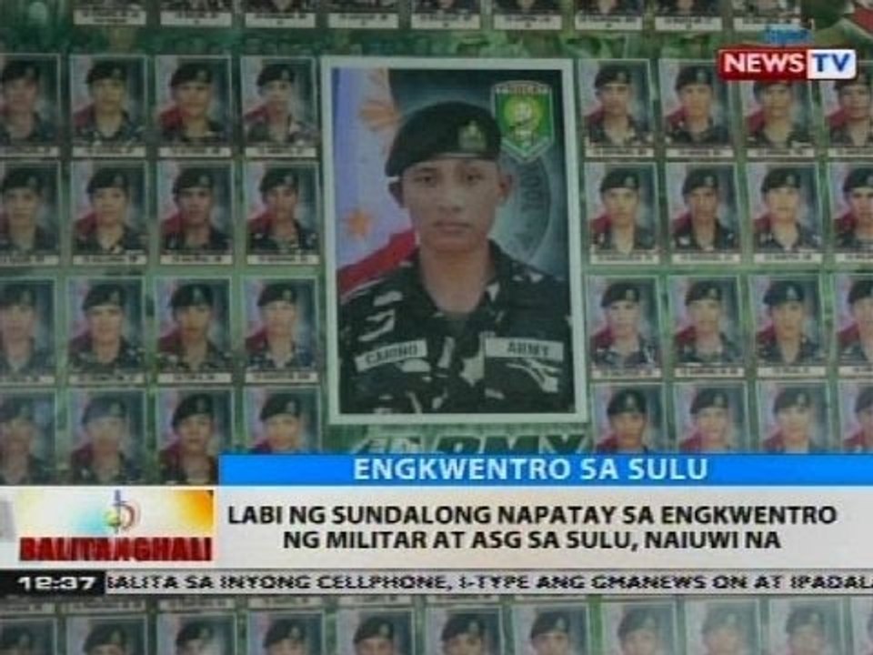 Labi ng sundalong napatay sa engkwentro ng militar at ASG sa sulu, naiuwi na