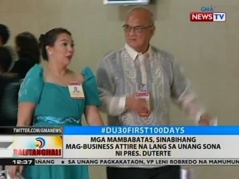 BT: Mga mambabatas, sinabihang mag-business attire na lang sa unang SONA ni Pres. Duterte