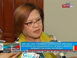 Sen. de Lima, gustong paimbestigahan ang serye ng pagpatay sa mga umano'y dawit sa iligal na droga